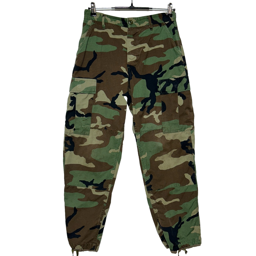 *Military Pants Mens Small Short Cargo Woodland Camo Hot Weather Actual 29X29